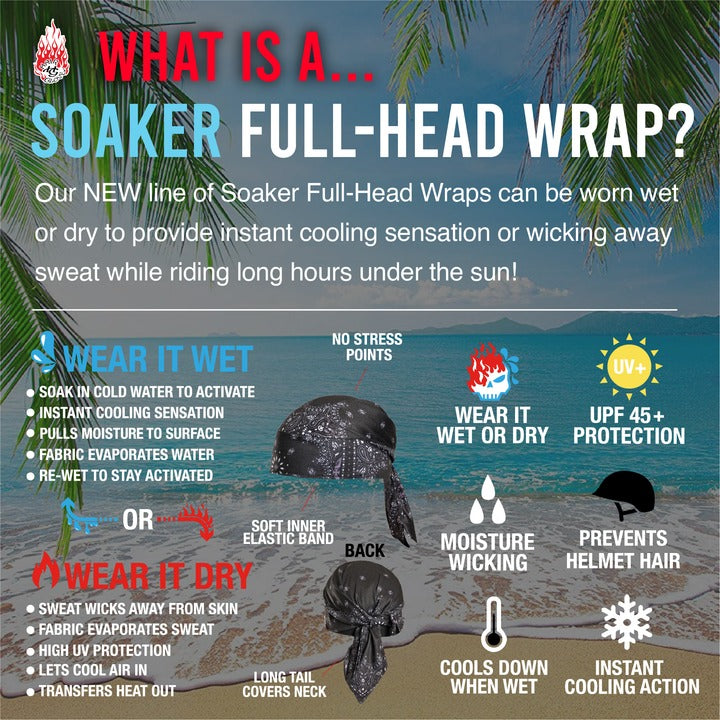 Headwrap Skull Soaker - Wear Wet or Dry