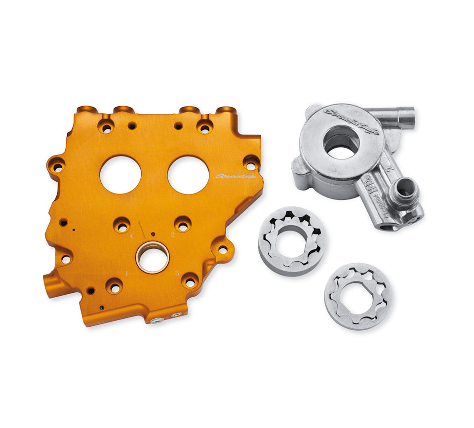 Screamin' Eagle Billet Cam Support Plate with High Volume Oil Pump