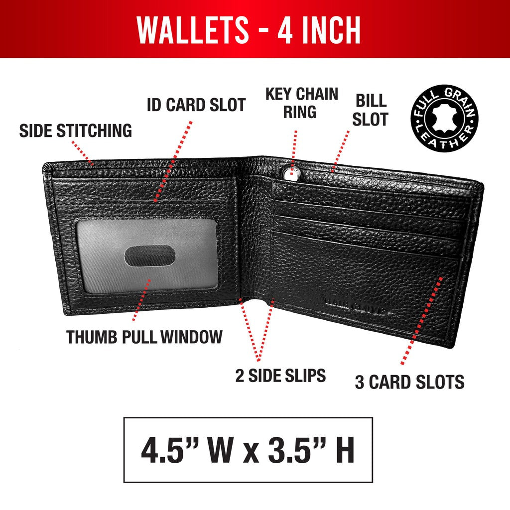 Men's Leather Wallet with Skull