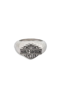 Harley-Davidson Faceted Stainless Steel B&S Ring