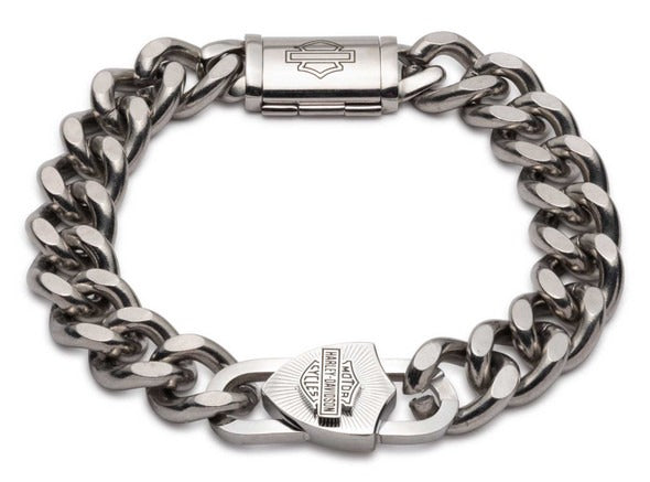 Harley-Davidson Men's Padlock Curb Chain Bracelet
