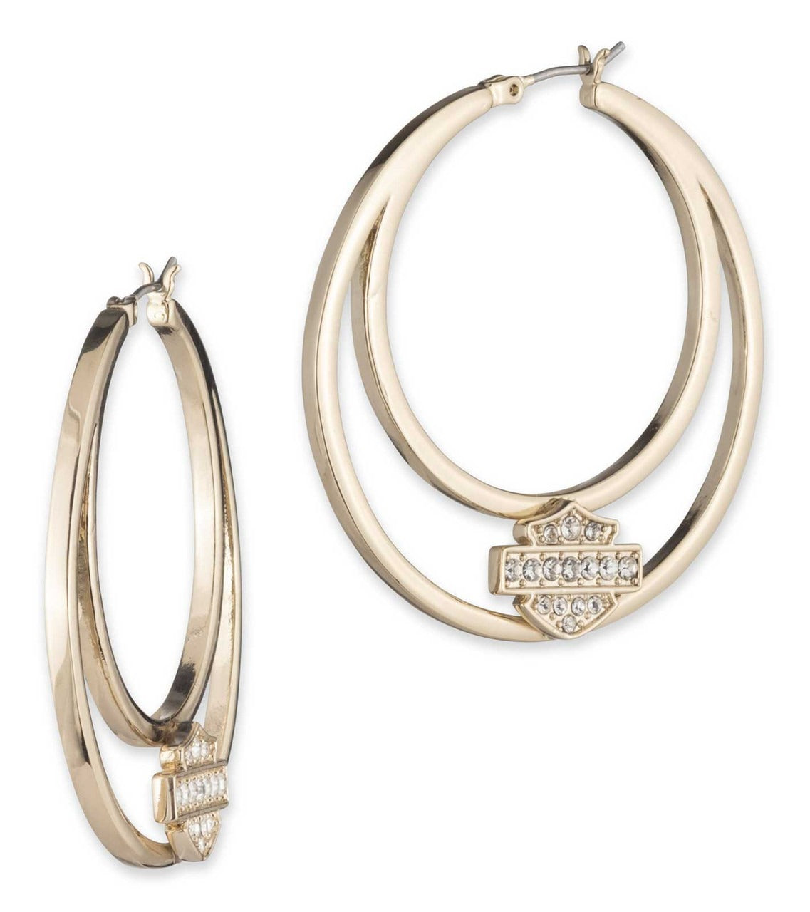 Harley-Davidson Gold Crystal Hoop Earrings