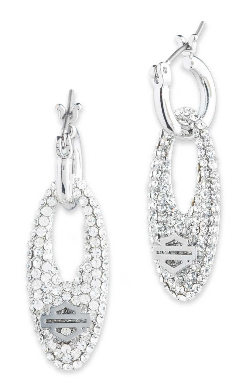 Harley-Davidson Pave Oval Drop Earrings
