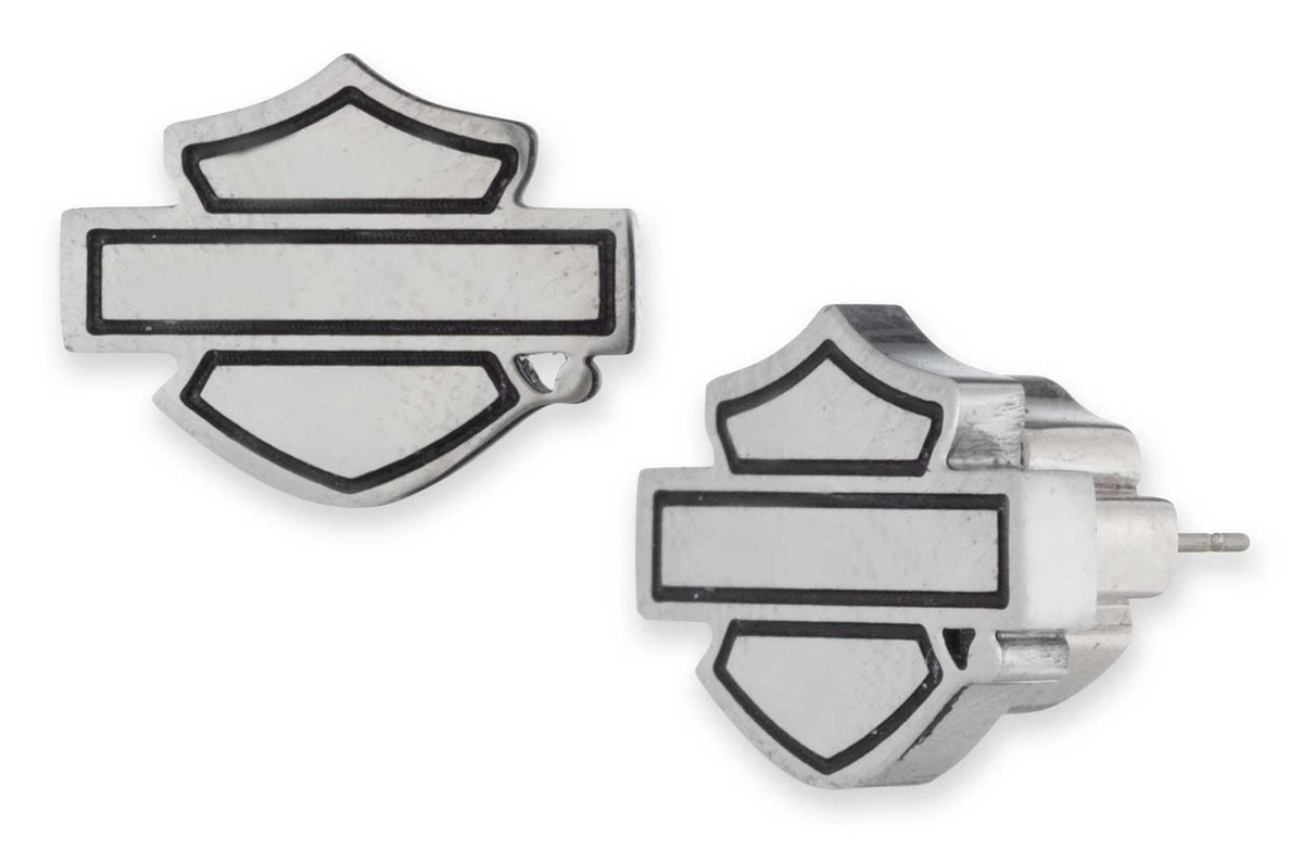 Bar & Shield Logo Stainless Earrings 11mm