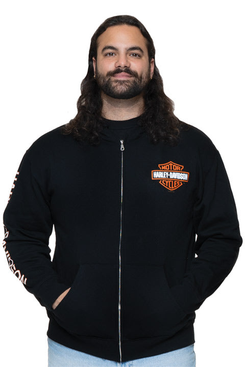 Harley-Davidson Men's Bar & Shield Zip Front Hoodie with Arm Print