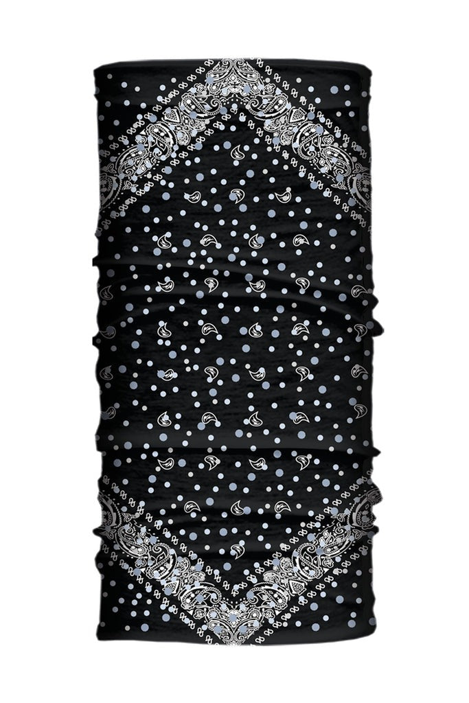 Black Paisley with Gems Neck Tube