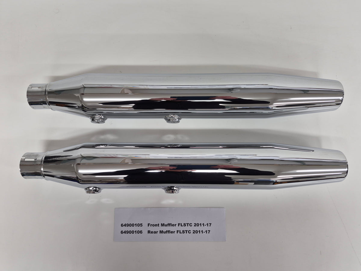 Pr Softail Staggered Dual Mufflers FXST,FLSTC 2011-17
