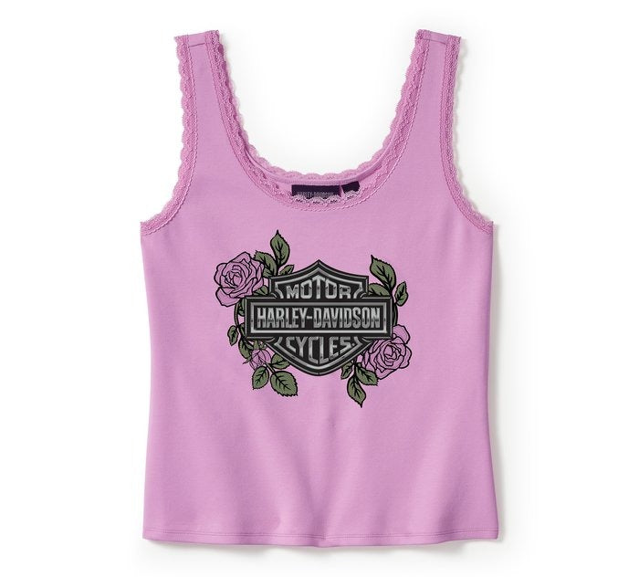 Harley-Davidson Ladies Rose & Thorn Bling Lace Trim Tank