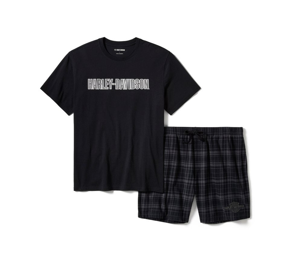 Harley-Davidson Men's Plaid Short Pajama Set
