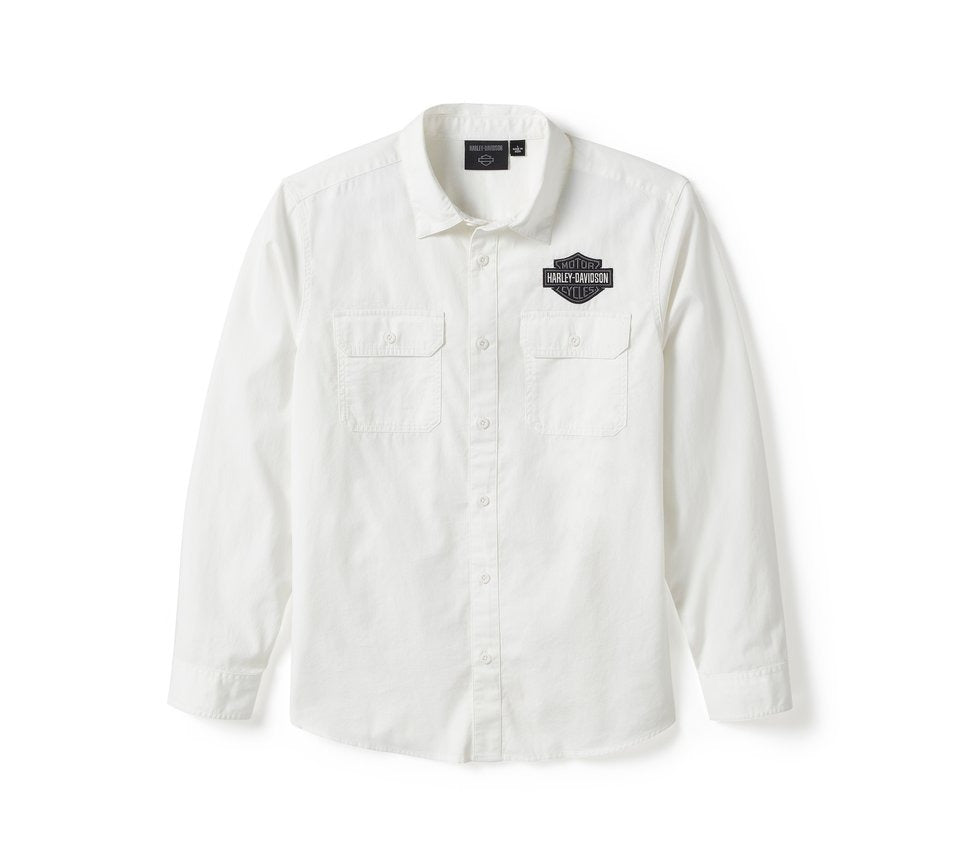 Harley-Davidson Men's Bar & Shield L/S White Shirt