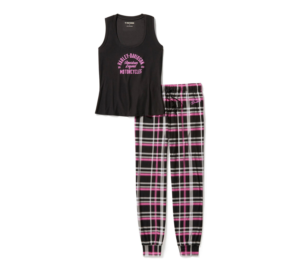 Harley-Davidson Ladies Black Plaid Pajama Set