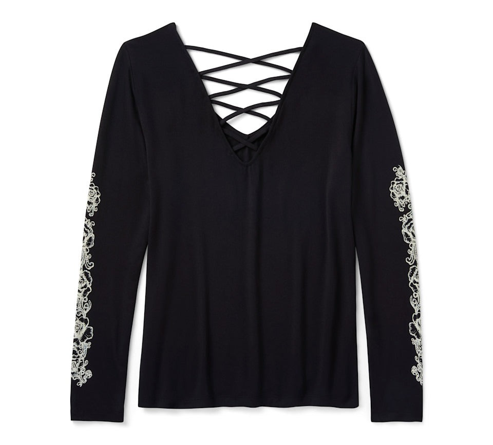 Tee Knit, Bling, Lace Black Chrome