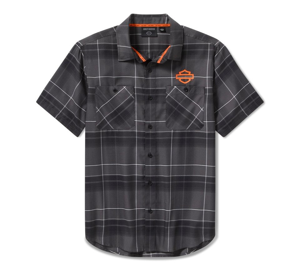 Harley-Davidson Men's H-D Tech Asphalt Black Plaid Shirt