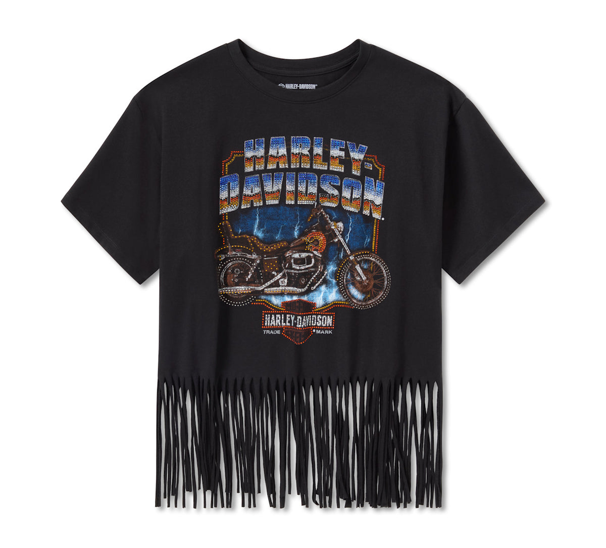 Harley-Davidson Ladies Bling Boxy Fringe Hem Tee