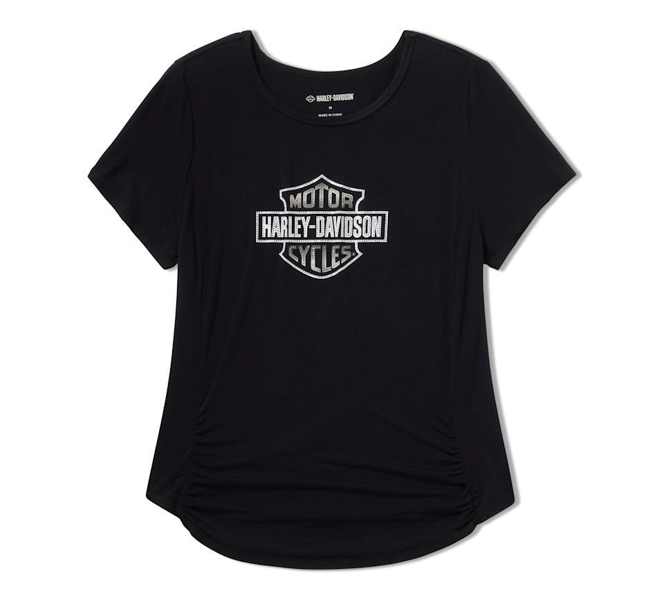 Harley-Davidson Ladies Beveled Bar & Shield Bling Top - Black
