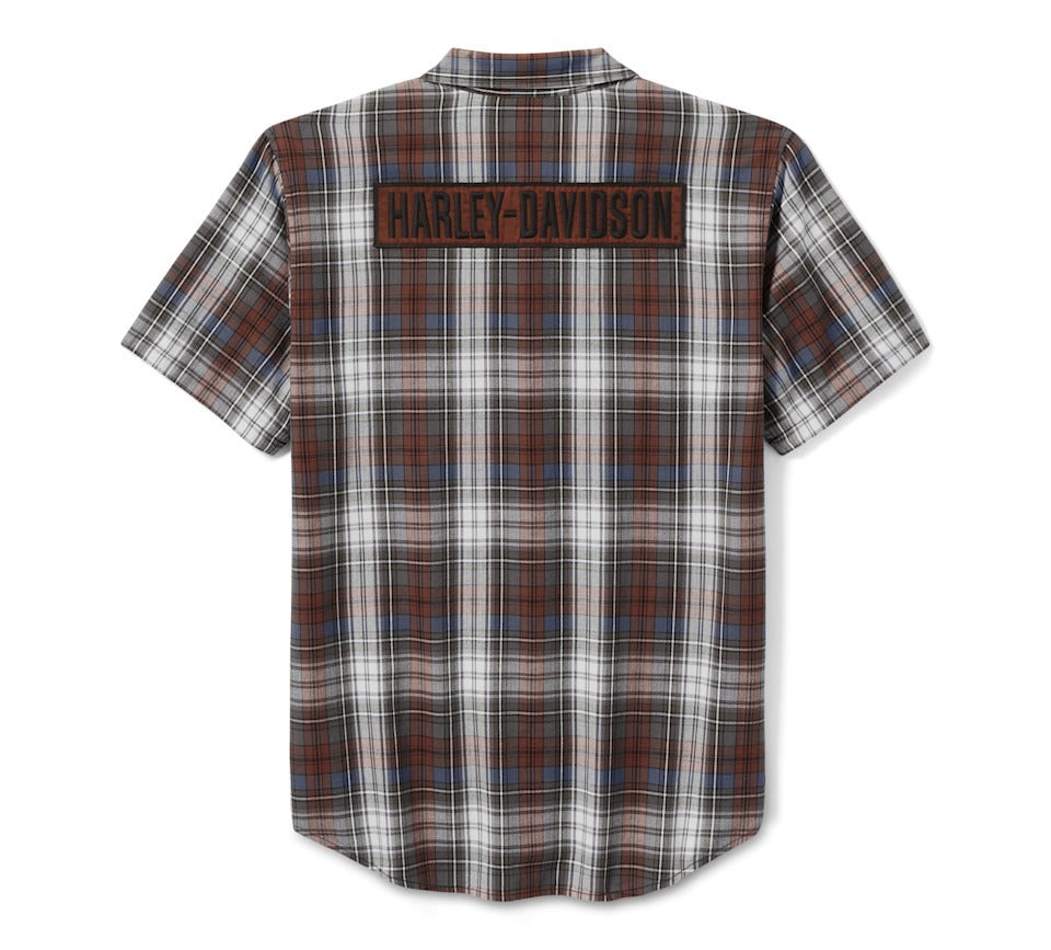 Harley-Davidson Men's Block Font Yarn Died Plaid Shirt