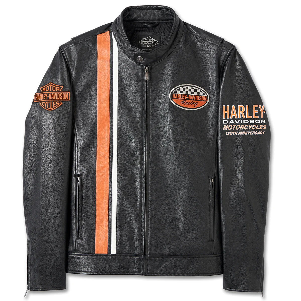 Harley-Davidson 120th Anniversary Racing Stripe Leather Jacket-Rolling Thunder Harley-Davidson