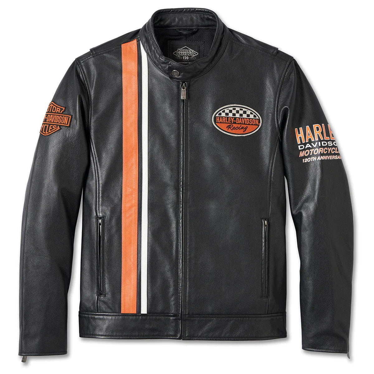 Harley-Davidson 120th Anniversary Racing Stripe Leather Jacket-Rolling Thunder Harley-Davidson