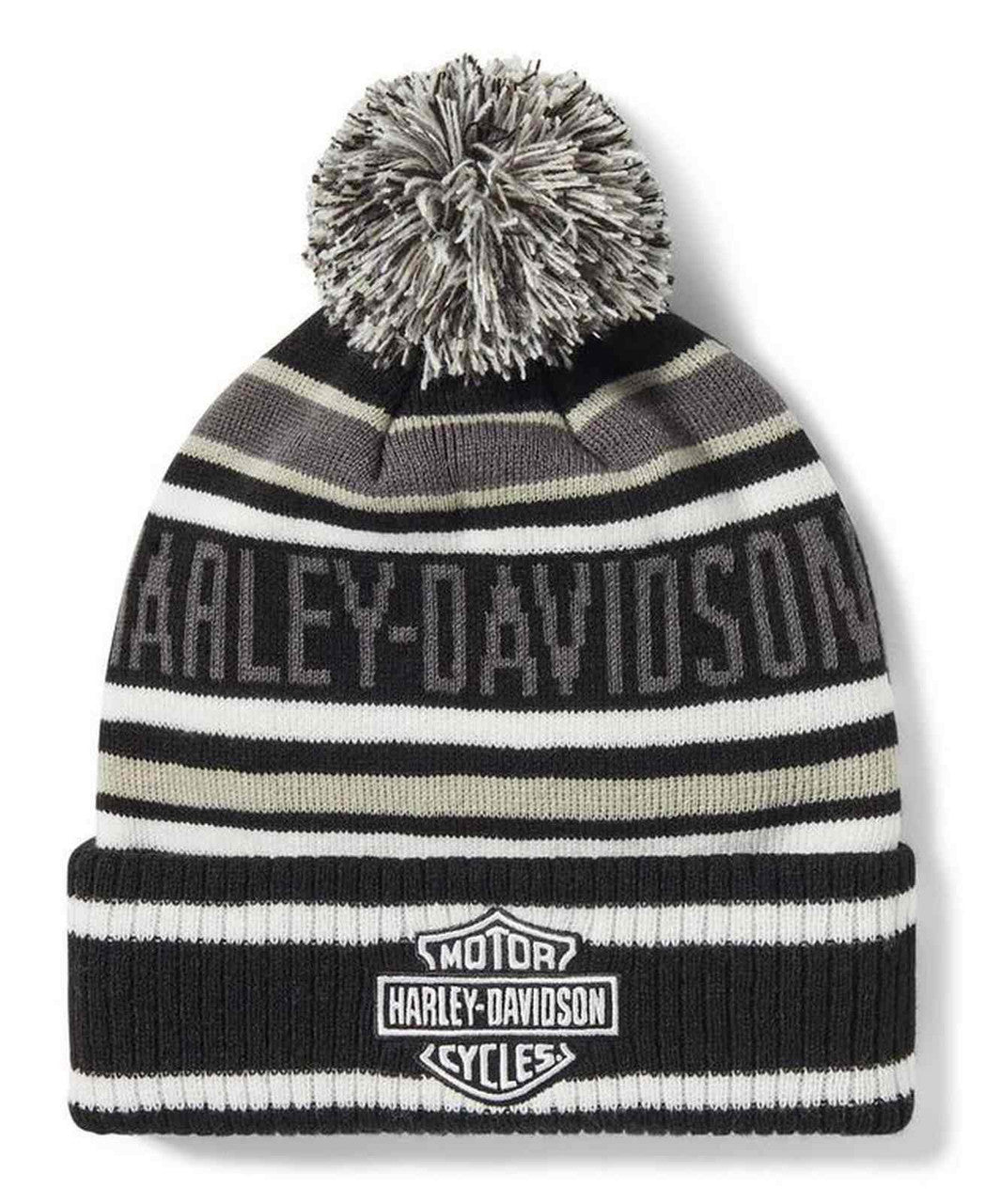 Harley-Davidson Striped Pom Pom Beanie