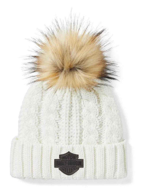 Harley-Davidson Ladies White Pom Pom Beanie