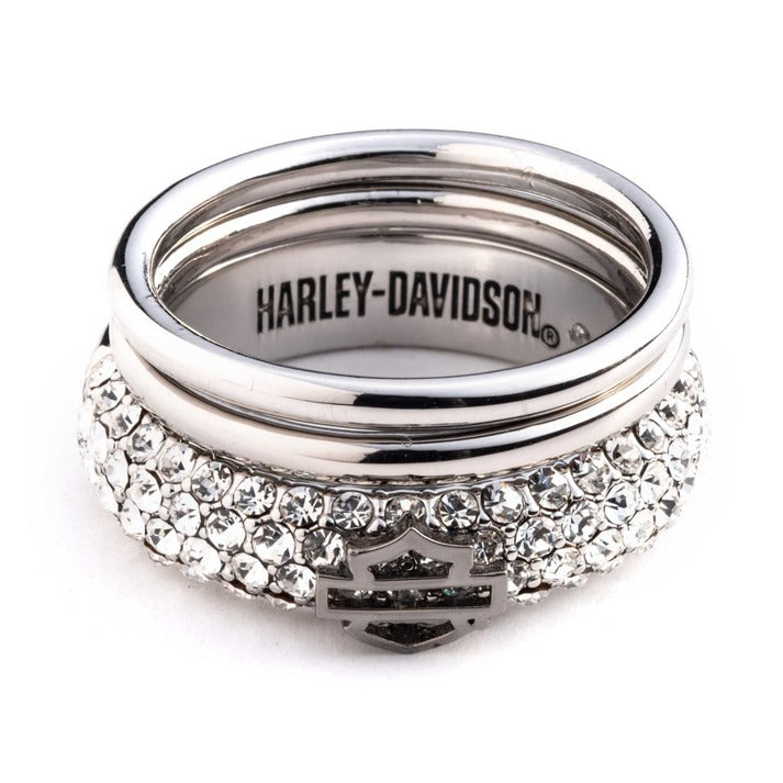 Harley-Davidson Ladies Pave B&S Stacked Ring