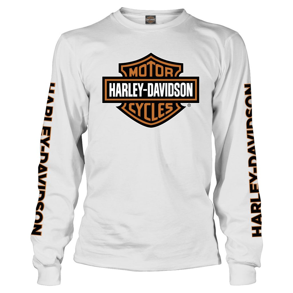 Harley-Davidson B&S White L/S Men's Dealer Tee