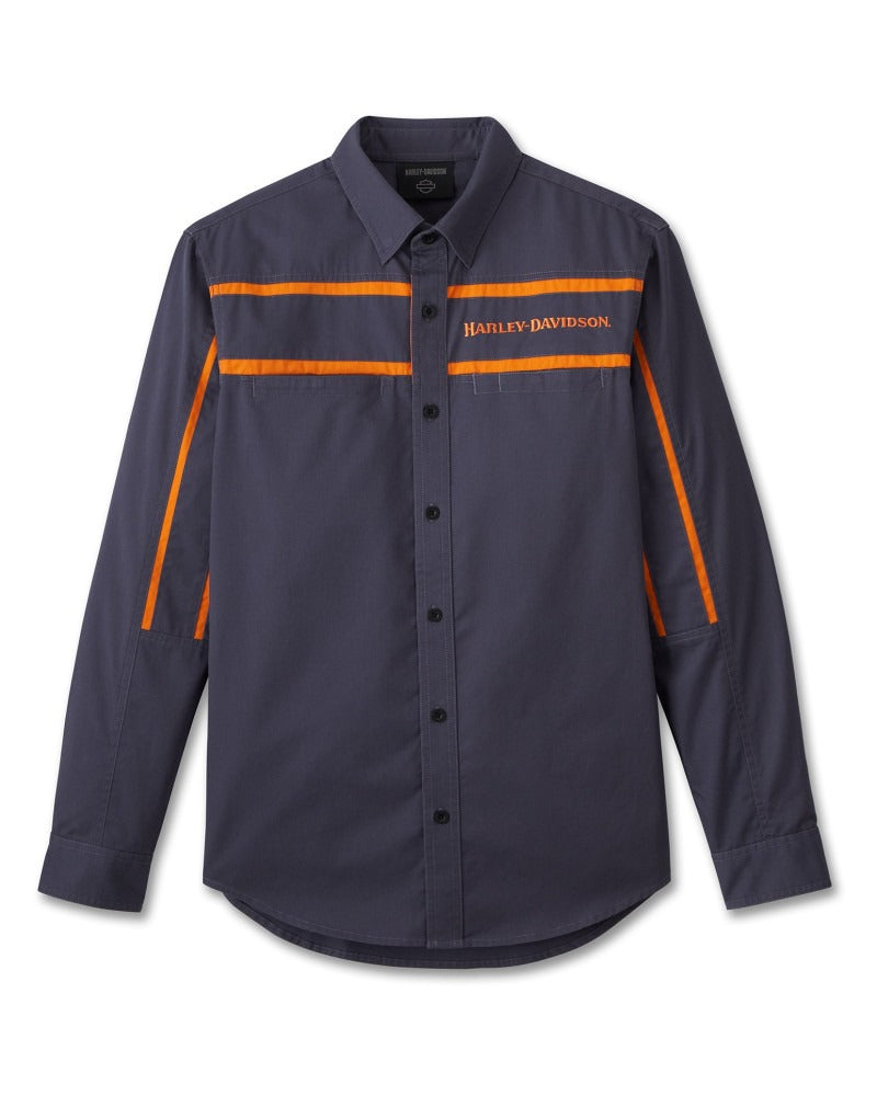 Harley-Davidson Men's Race Stripes L/S Shirt (Ombre Blue)
