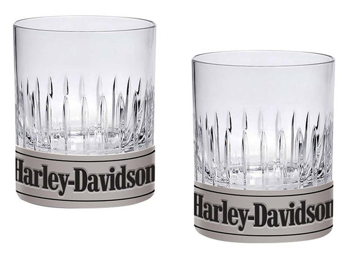 Harley-Davidson Metal Base Rocks Glass Set