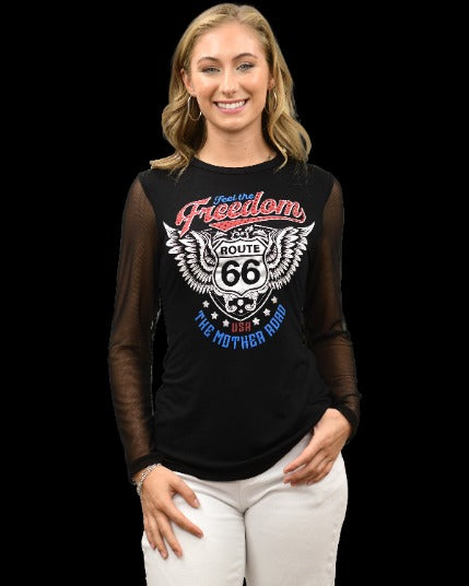 Route 66 Freedom Long Sleeve Ladies Tee