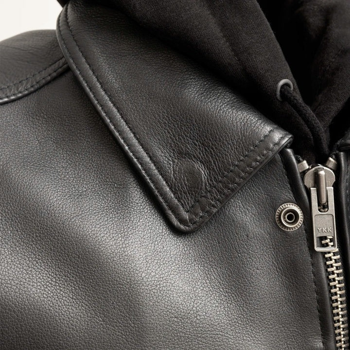 Kent - Men'S Leather Vest With Hoodie