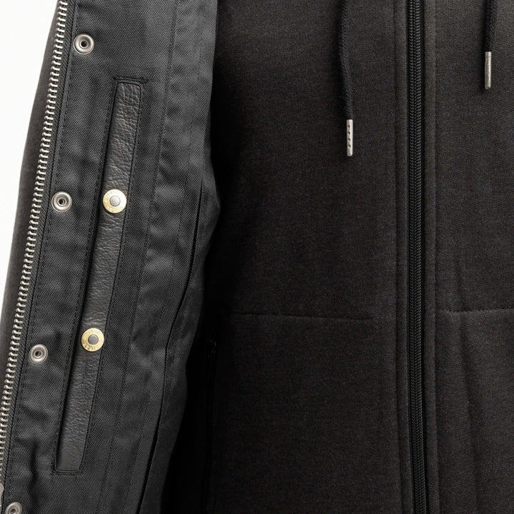 Kent - Men'S Leather Vest With Hoodie