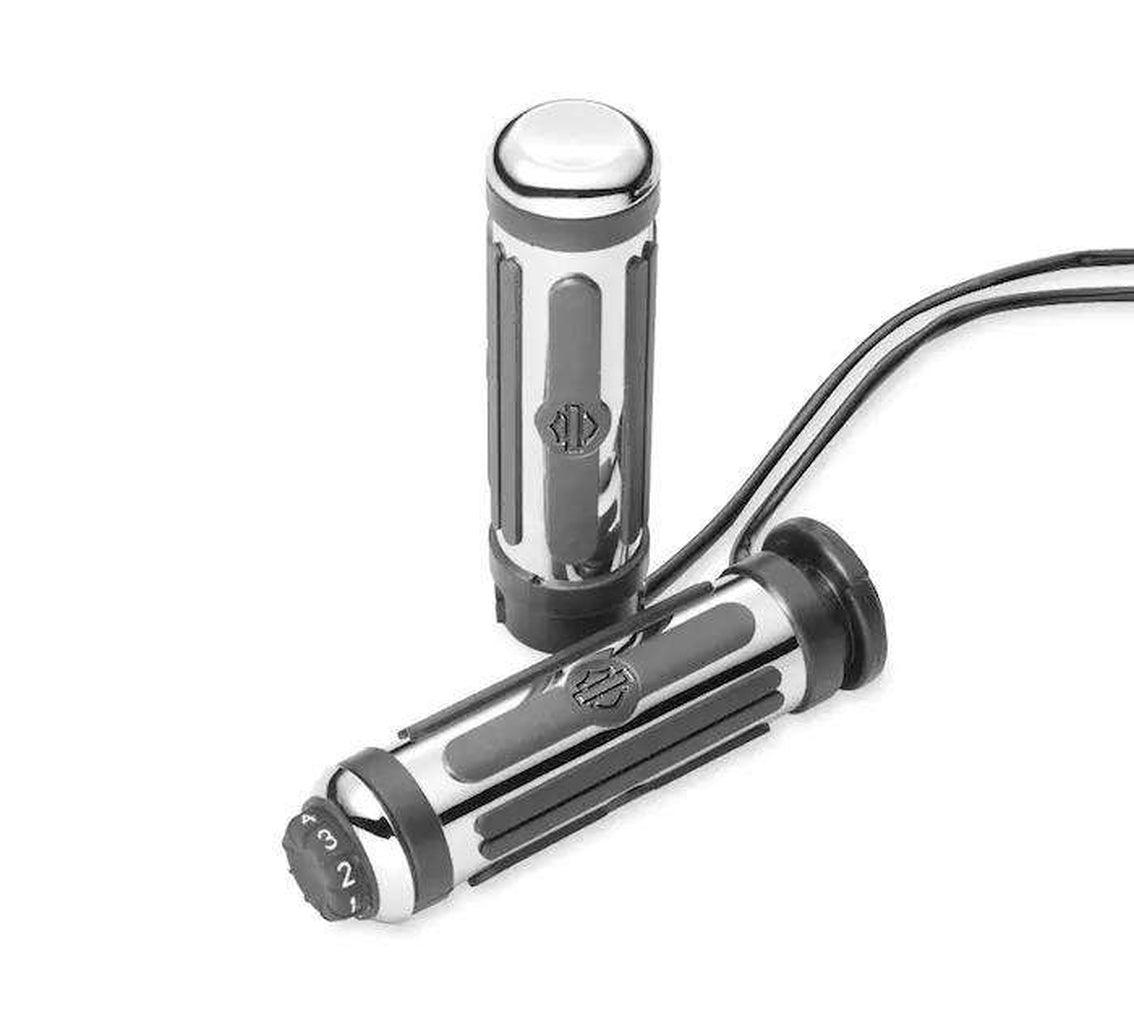 Chrome And Rubber Large Heated Hand Grips-56100264-Rolling Thunder Harley-Davidson