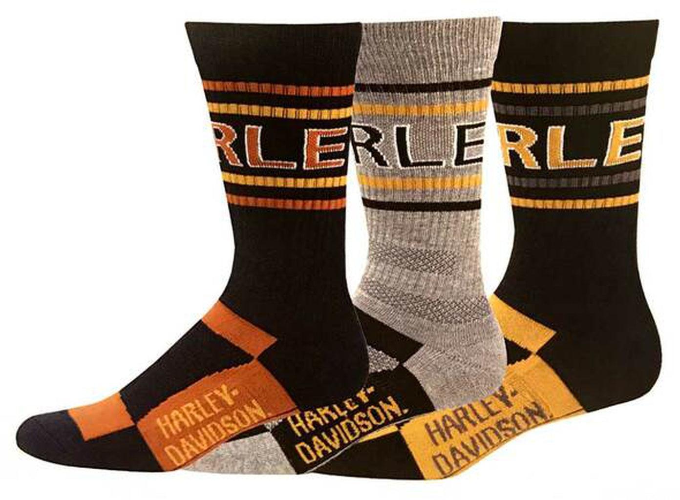 Harley-Davidson Men'S Mid Calf Riding Socks 3 Pack-D99232970-Rolling Thunder Harley-Davidson