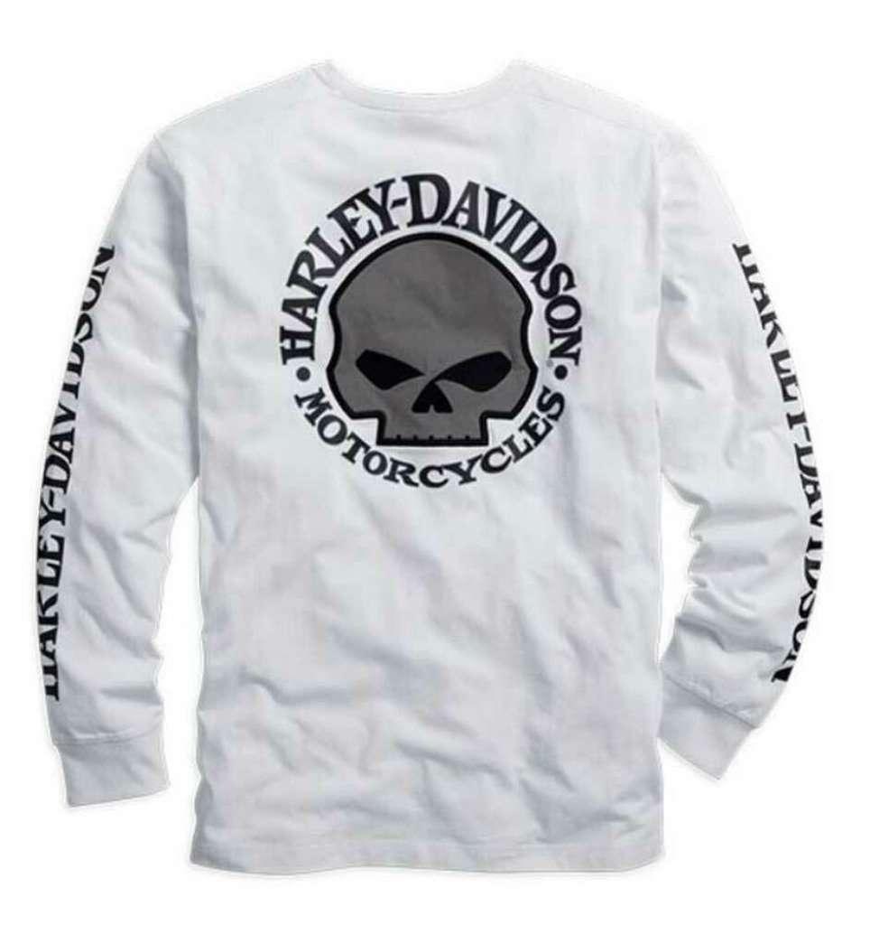 Harley-Davidson Willie G Skull White Long Sleeve Tee-Rolling Thunder Harley-Davidson