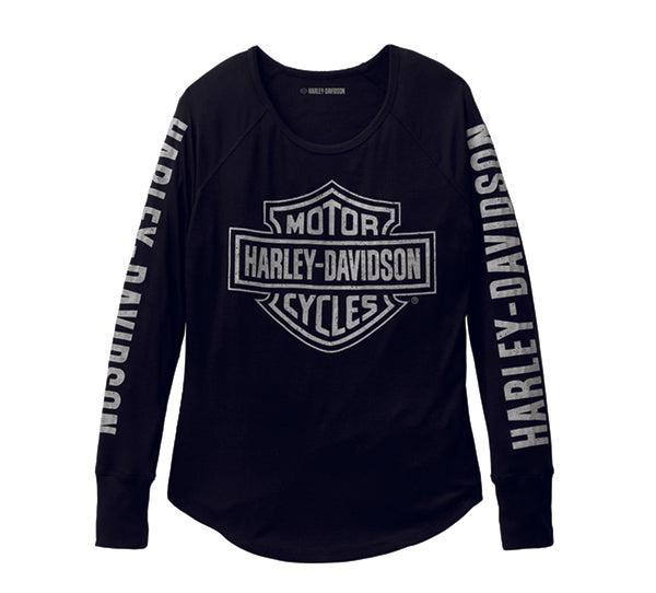 Ladies Bar & Shield Long Sleeve Rib Knit Tee-99111-22VW/022L-Rolling Thunder Harley-Davidson