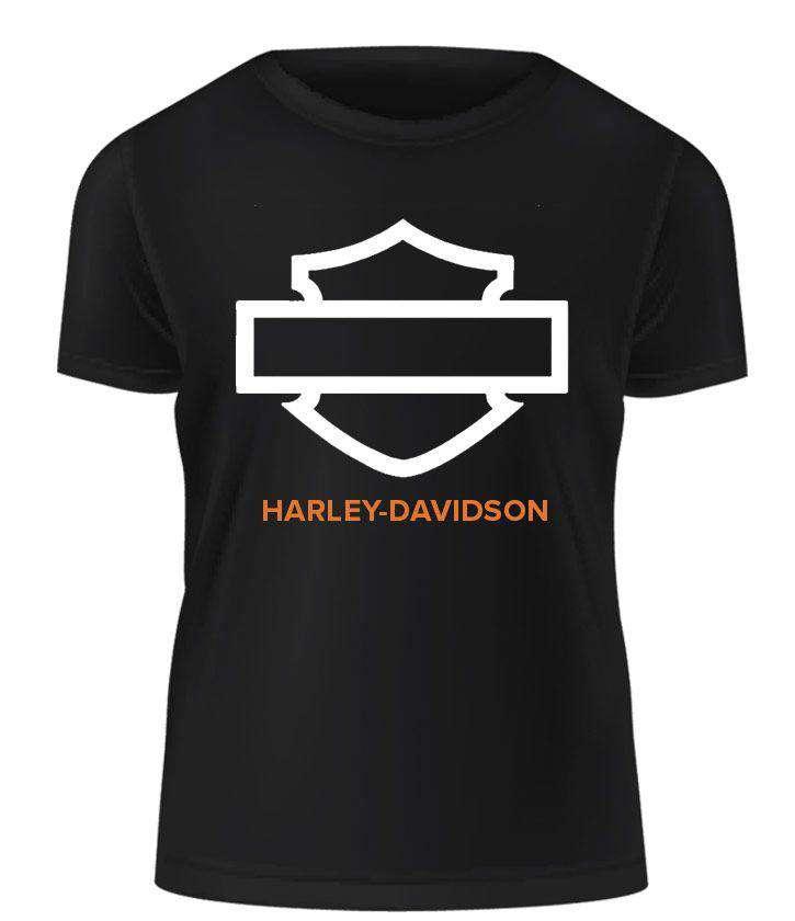 Men'S Black Tee With A White Bar & Shield Silhouette-Rolling Thunder Harley-Davidson