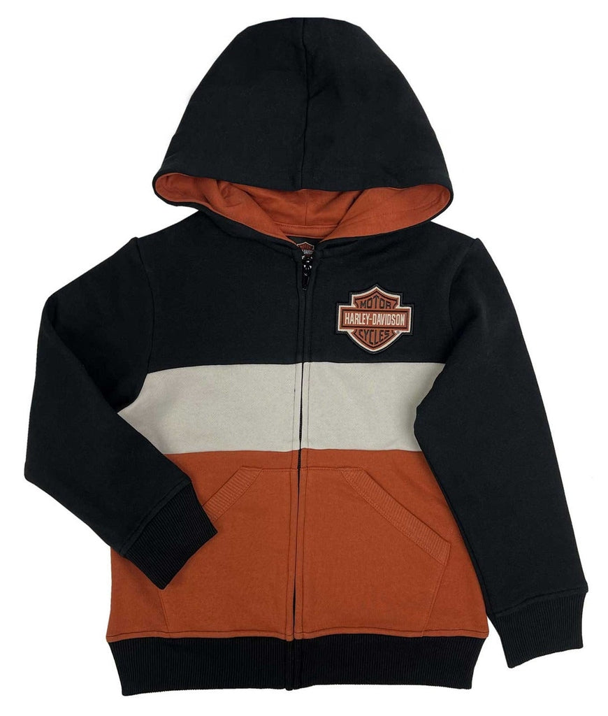 Harley-Davidson Boys/Girls Zip Front Colourblock Hoodie-Rolling Thunder Harley-Davidson