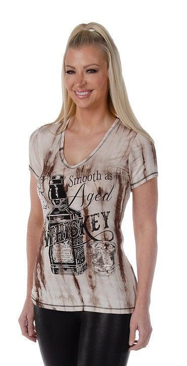 Smooth As Aged Whiskey Ladies Tee-Rolling Thunder Harley-Davidson