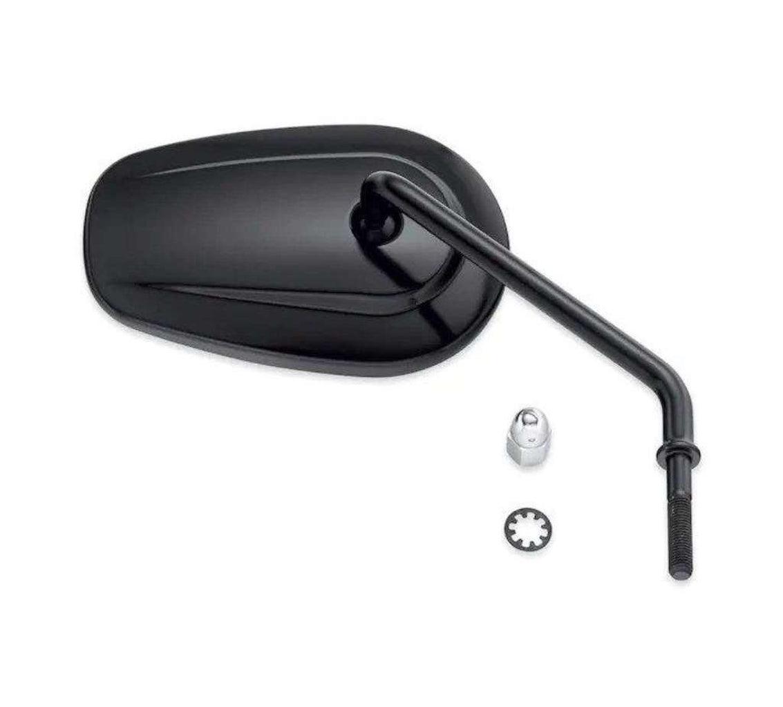 Tapered Long Stem Black Mirror - Right Side-91909-03B-Rolling Thunder Harley-Davidson