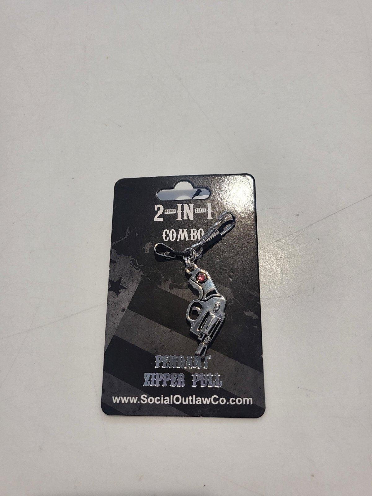 Zipper Pull Revolver With Pink Gem-HG61031-Rolling Thunder Harley-Davidson